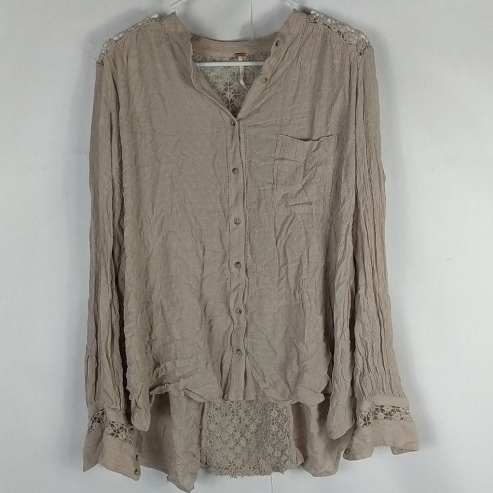 Free people the best crochet back tan blouse